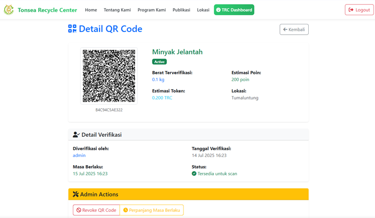TRC Blockchain Waste Management System Screenshot
